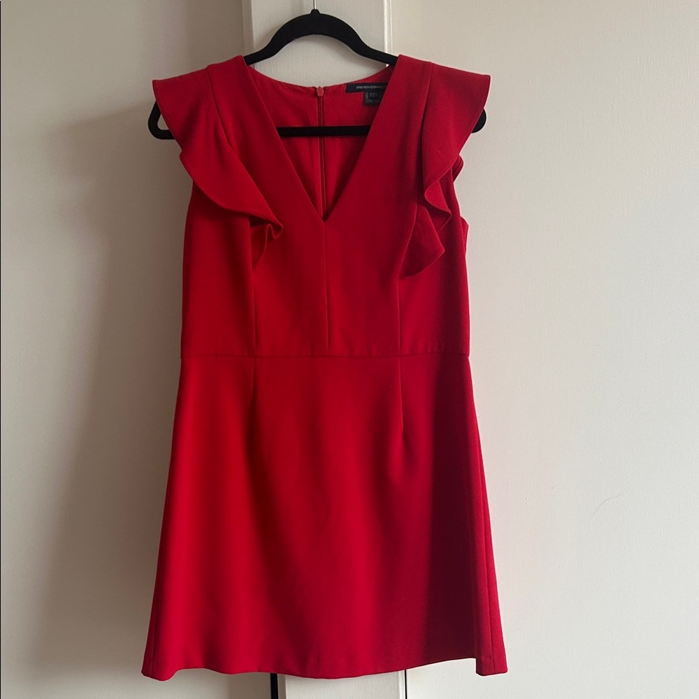 French Connection Vibrant Red Ruffle Mini Dress